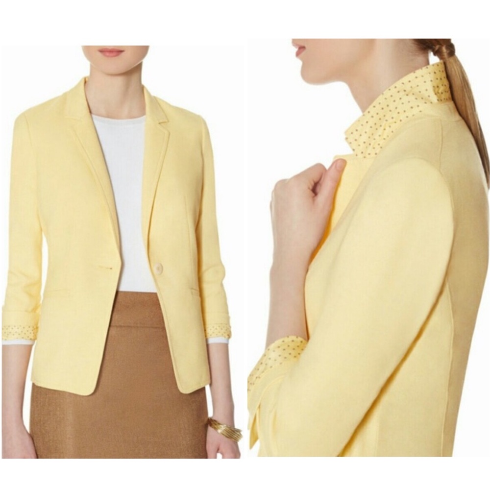 THE LIMITED SOFT YELLOW POLKA DOT ACCENT BLAZER